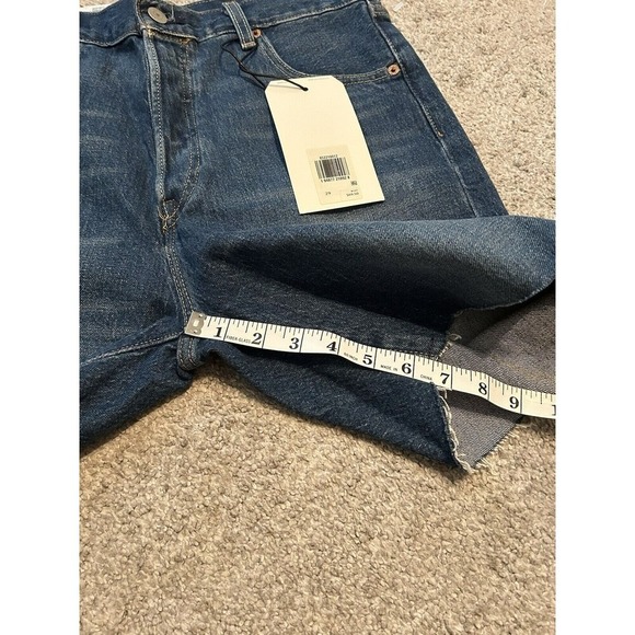 Levi's 501 Premium Cut Off Denim Medium Blue Stretch Jeans Shorts Women's 29 - Picture 9 of 9